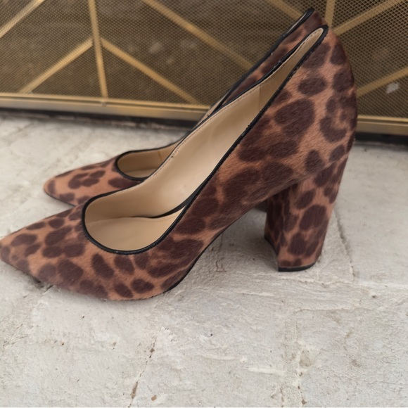 Nine West Leopard Print Pointed Toe Block Heels | Size 7.5 - Picture 3 of 7